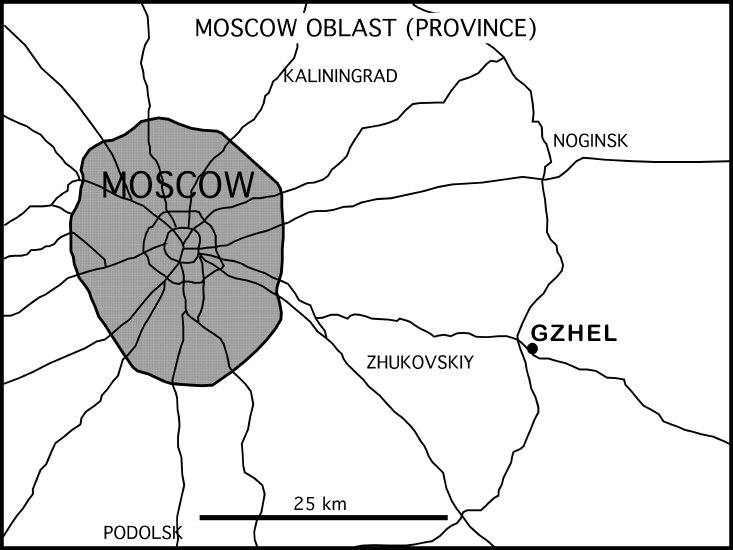 Gzhel quarry map Russia