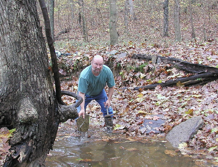 Joe hand fishing for crinoids